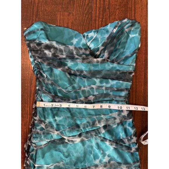 Vintage Y2K Teeze Me Black and Blue Animal Print Strapless Dress Size Small - Picture 12 of 12